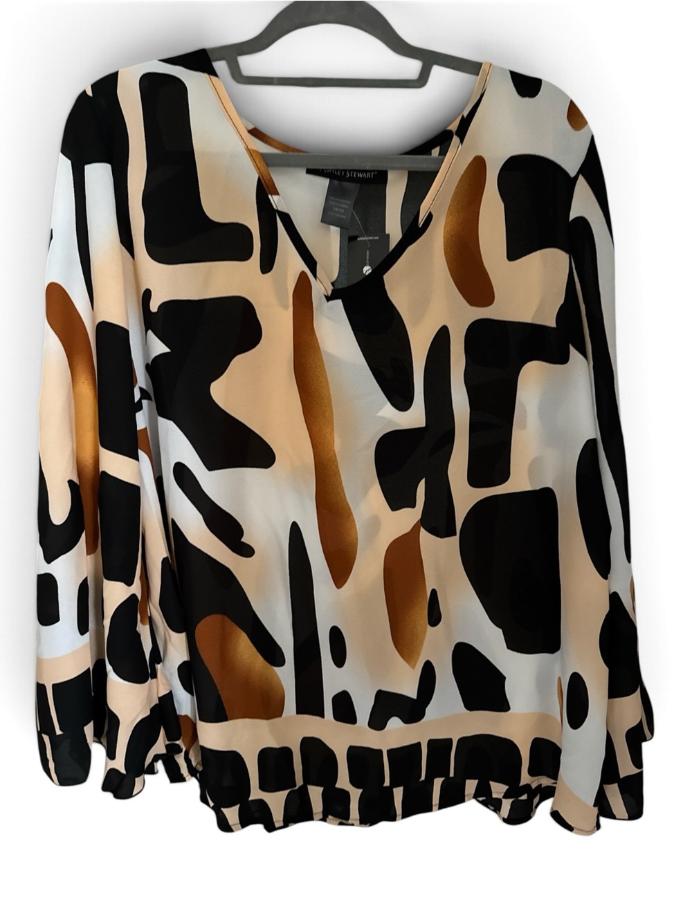 Ashley Stewart Abstract Print Bell Sleeve Blouse Size 14/16 NWT